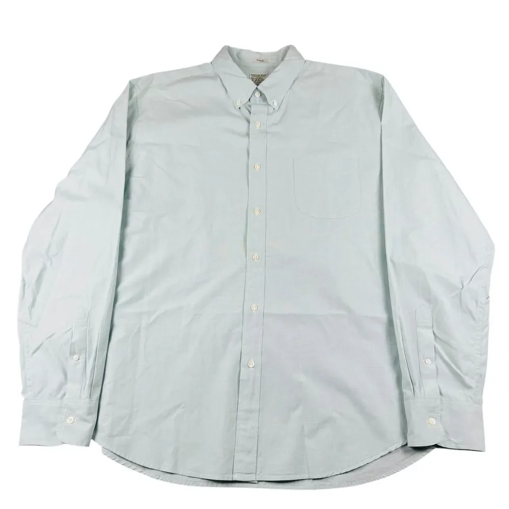J Crew Shirt Men's XL Organic Cotton Classic Fit Mint‎ Green Button Down Stretch